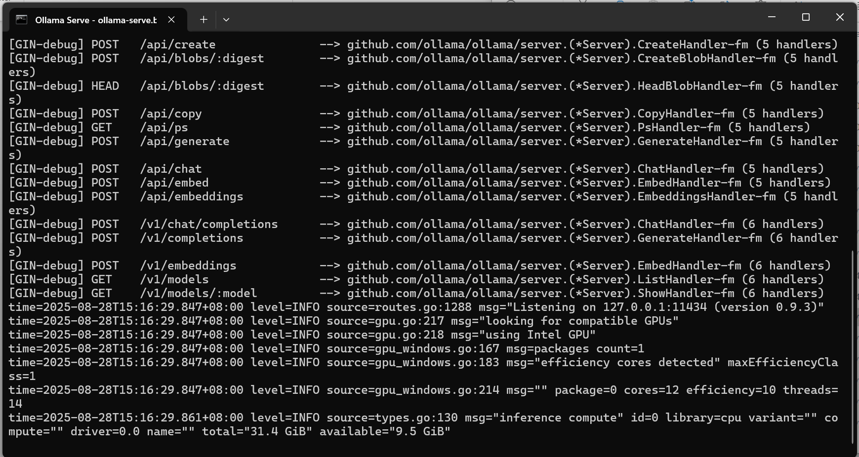 Ollama服务启动界面 Ollama服务启动界面